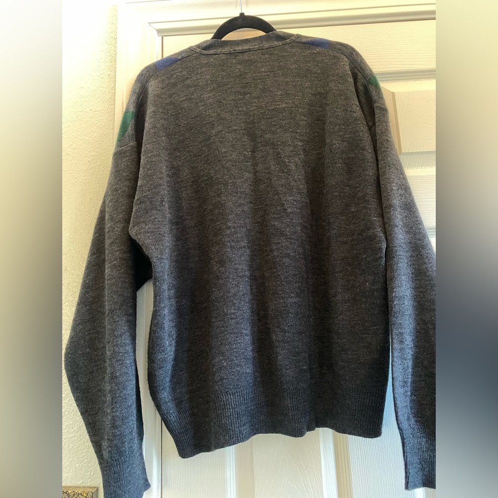 THE ITALIAN SWEATER CO MADE IN ITALY LONG-SLEEVE ARGYLE BUTTON-UP SWEATER-LARGE - Picture 7 of 9
